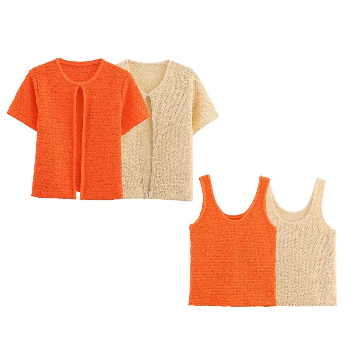 Women's Clothing 2025 New Style European And American Fashion Simple Pearl Decoration Knitted Top Knitted Vest - FitHealthHavenFitHealthHavenFitHealthHaven14:193Orange set;5:361385Orange setLWomen's Clothing 2025 New Style European And American Fashion Simple Pearl Decoration Knitted Top Knitted Vest