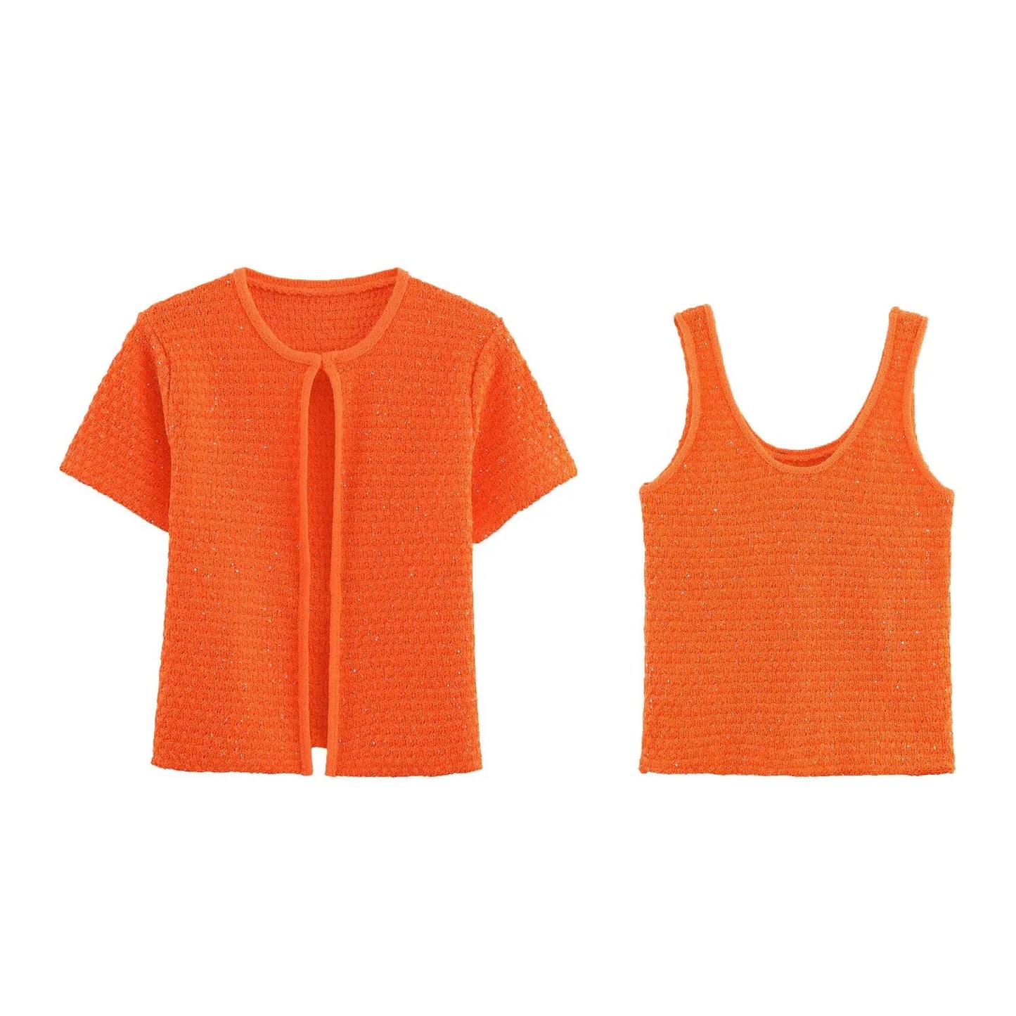 Women's Clothing 2025 New Style European And American Fashion Simple Pearl Decoration Knitted Top Knitted Vest - FitHealthHavenFitHealthHavenFitHealthHaven14:193Orange set;5:361385Orange setLWomen's Clothing 2025 New Style European And American Fashion Simple Pearl Decoration Knitted Top Knitted Vest