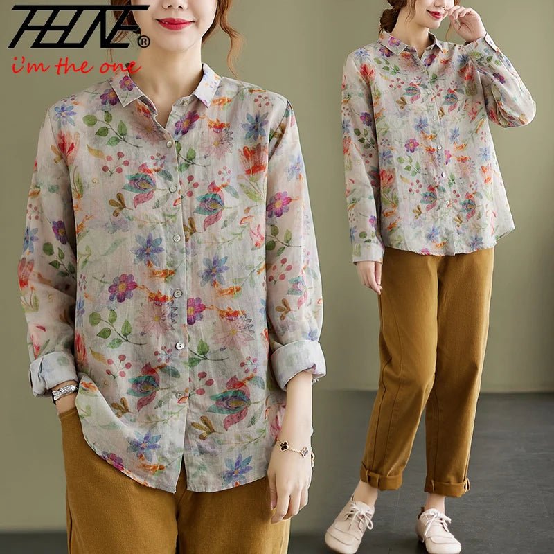 Women's Clothing Shirts Blouse Camisas Women Shirts Vintage Blusa Mujer Cotton Linen Casual Print Long Sleeve Flower Autumn - FitHealthHavenFitHealthHavenFitHealthHaven14:771;5:361385BeigeLWomen's Clothing Shirts Blouse Camisas Women Shirts Vintage Blusa Mujer Cotton Linen Casual Print Long Sleeve Flower Autumn