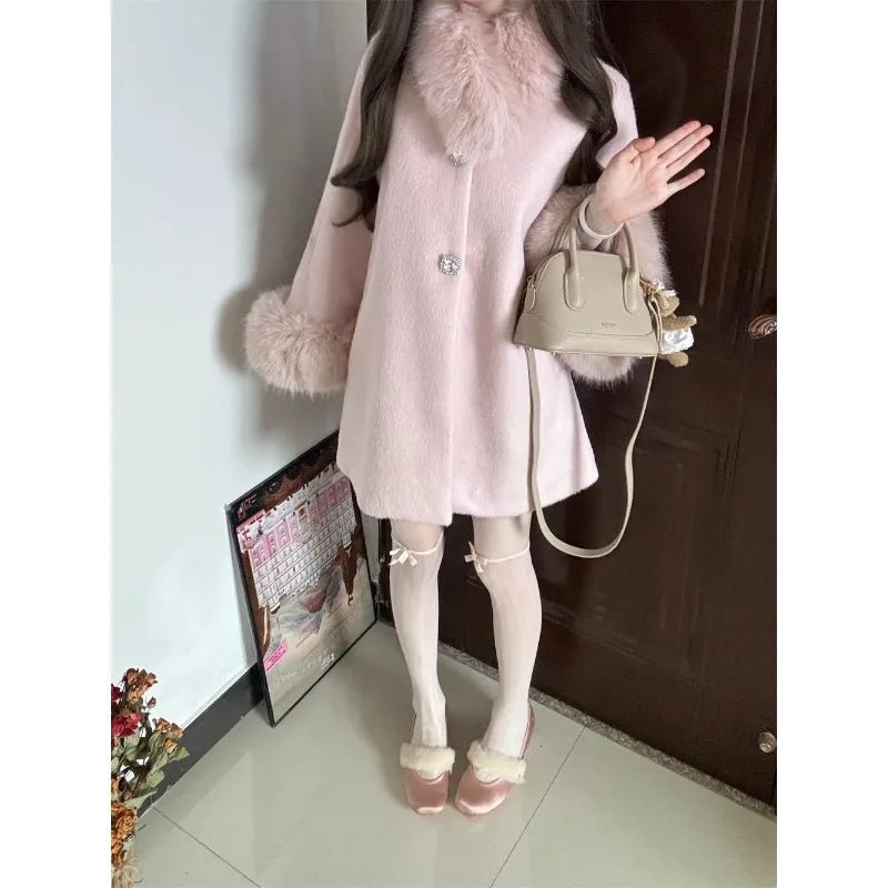 Women's Clothing Wealthy Family Rich Girl High-end Feel Warm Fur Collar Wool Coat Autumn Winter New Mid-length Coats Loose Tops - FitHealthHavenFitHealthHavenFitHealthHaven14:771pink;5:100014064pinkSWomen's Clothing Wealthy Family Rich Girl High-end Feel Warm Fur Collar Wool Coat Autumn Winter New Mid-length Coats Loose Tops