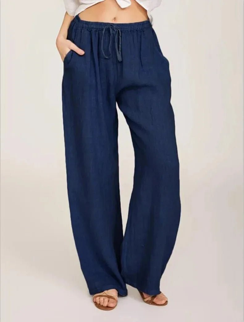 Women's Cotton Linen Pants Casual Loose Solid Elastic Waist Pocket Straight Trousers Ladies Oversize Wide Leg Pant Streetwear - FitHealthHavenFitHealthHavenFitHealthHaven14:200004870;5:100014064DEEP BLUESWomen's Cotton Linen Pants Casual Loose Solid Elastic Waist Pocket Straight Trousers Ladies Oversize Wide Leg Pant Streetwear