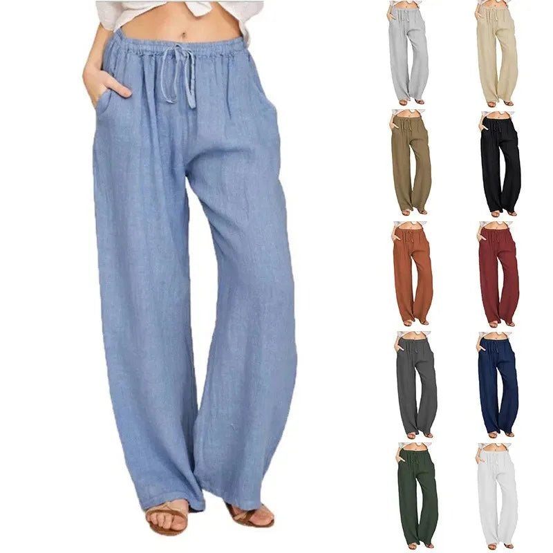 Women's Cotton Linen Pants Casual Loose Solid Elastic Waist Pocket Straight Trousers Ladies Oversize Wide Leg Pant Streetwear - FitHealthHavenFitHealthHavenFitHealthHaven14:200006151;5:100014064Light GreySWomen's Cotton Linen Pants Casual Loose Solid Elastic Waist Pocket Straight Trousers Ladies Oversize Wide Leg Pant Streetwear