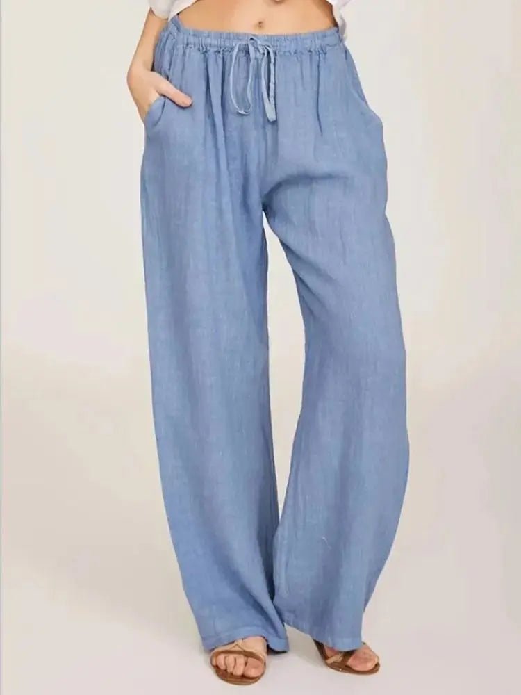 Women's Cotton Linen Pants Casual Loose Solid Elastic Waist Pocket Straight Trousers Ladies Oversize Wide Leg Pant Streetwear - FitHealthHavenFitHealthHavenFitHealthHaven14:13978534;5:4182Light BlueXXLWomen's Cotton Linen Pants Casual Loose Solid Elastic Waist Pocket Straight Trousers Ladies Oversize Wide Leg Pant Streetwear
