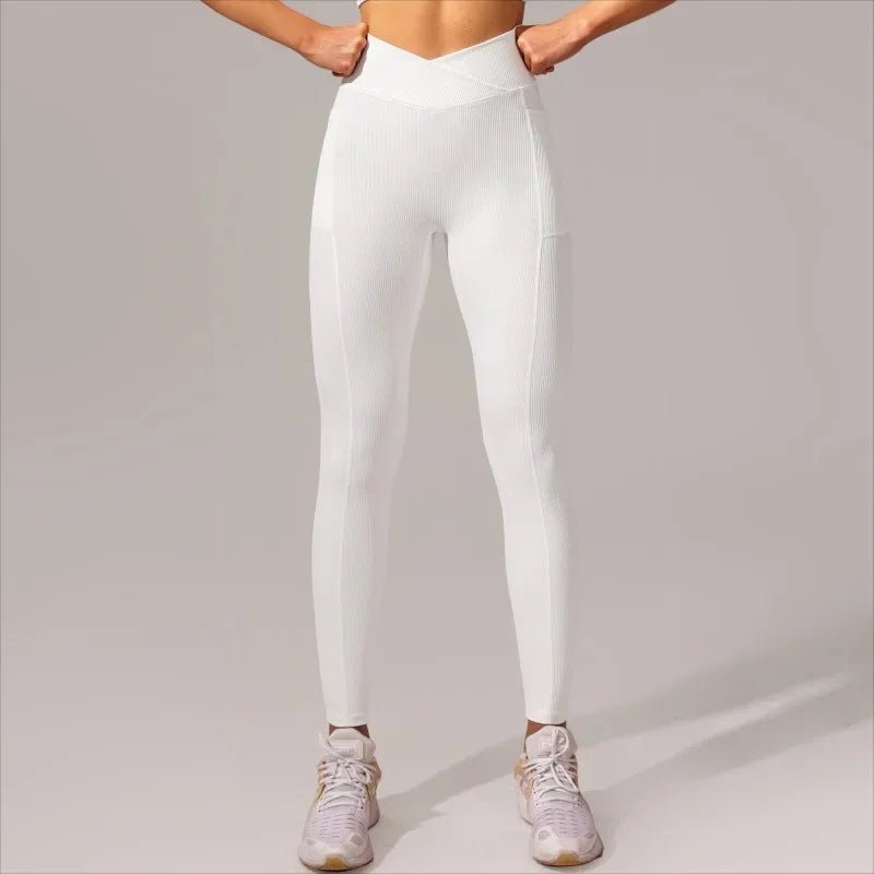 Women's Cross Waist Seam Leggings Gym Workout Yoga Pants High Waisted Butt Lift with Pocket Tights Fashion Slim Elastic Leggings - FitHealthHavenFitHealthHavenFitHealthHaven14:1254white;5:361386whiteMWomen's Cross Waist Seam Leggings Gym Workout Yoga Pants High Waisted Butt Lift with Pocket Tights Fashion Slim Elastic Leggings