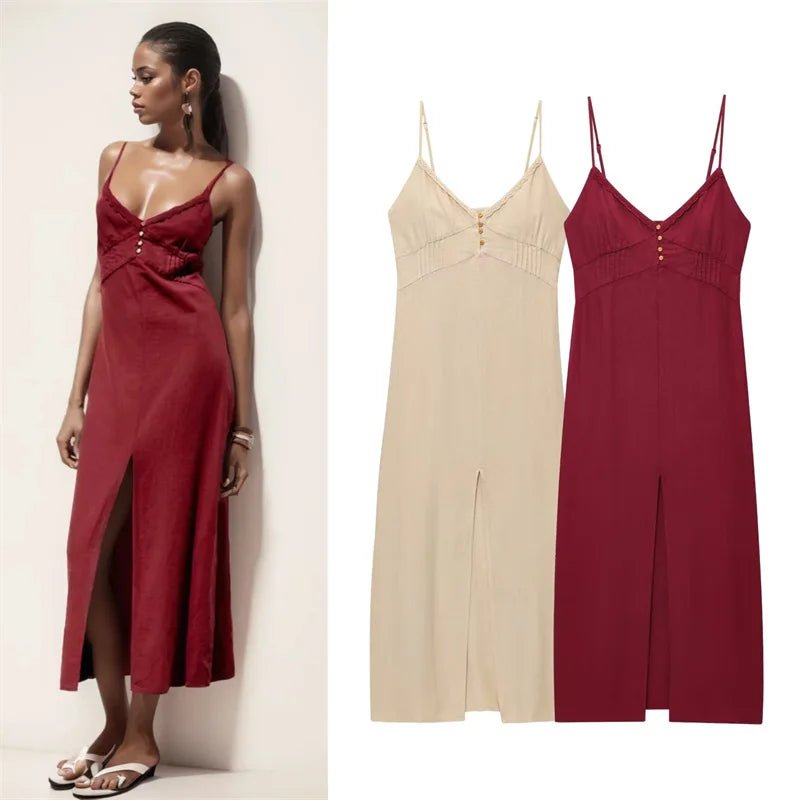 Women's Dresses 2025 New Linen Blend Suspenders Midi Skirt Women's Summer Long Dress - FitHealthHavenFitHealthHavenFitHealthHaven14:200001438;5:872KhakiXSWomen's Dresses 2025 New Linen Blend Suspenders Midi Skirt Women's Summer Long Dress