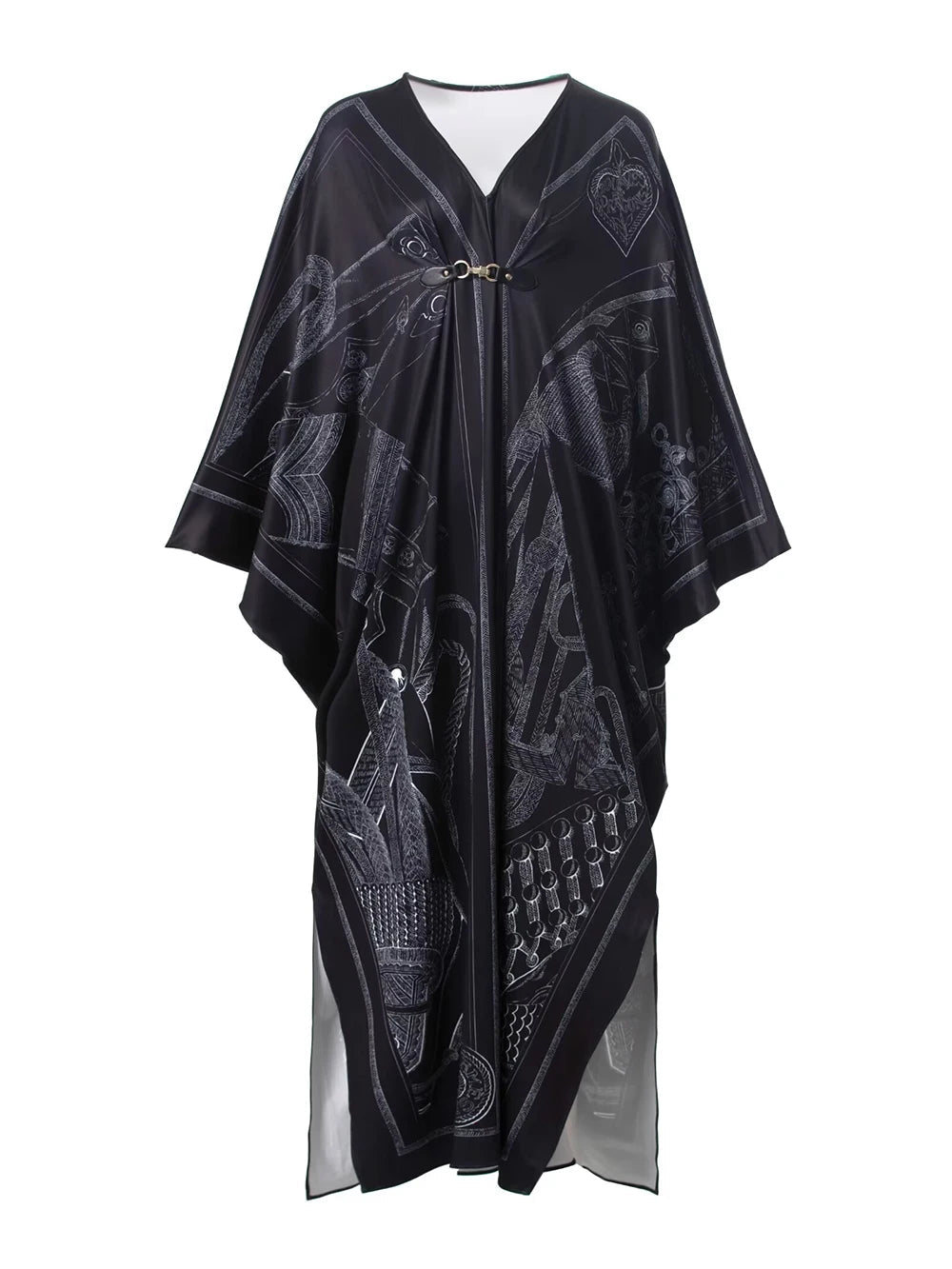 Women's Robes Sexy V Neck Batwing Sleeves Printed Loose Design Elegant Fashion Casul Long Dress Outerwear - FitHealthHavenFitHealthHavenFitHealthHaven14:193;5:4182blackXXLWomen's Robes Sexy V Neck Batwing Sleeves Printed Loose Design Elegant Fashion Casul Long Dress Outerwear