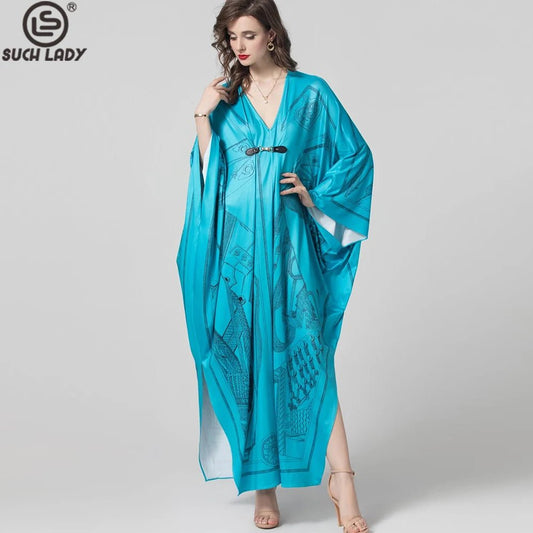 Women's Robes Sexy V Neck Batwing Sleeves Printed Loose Design Elegant Fashion Casul Long Dress Outerwear - FitHealthHavenFitHealthHavenFitHealthHaven14:496;5:100014065PURPLEXLWomen's Robes Sexy V Neck Batwing Sleeves Printed Loose Design Elegant Fashion Casul Long Dress Outerwear